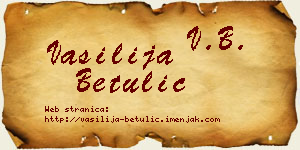 Vasilija Betulić vizit kartica